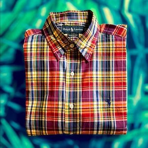 Ralph Lauren Multicolor Plaid Button-Up Shirt (Red, Yellow, Blue)